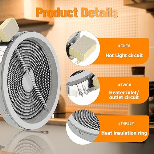 Miniatura 5 de WB30T10132 WB30T10128 Element Radiant 8 pulgadas de repuesto para estufa GE Oven Range Stove Reemplazo 1536600 AP4416172 AH2321566 EA2321566