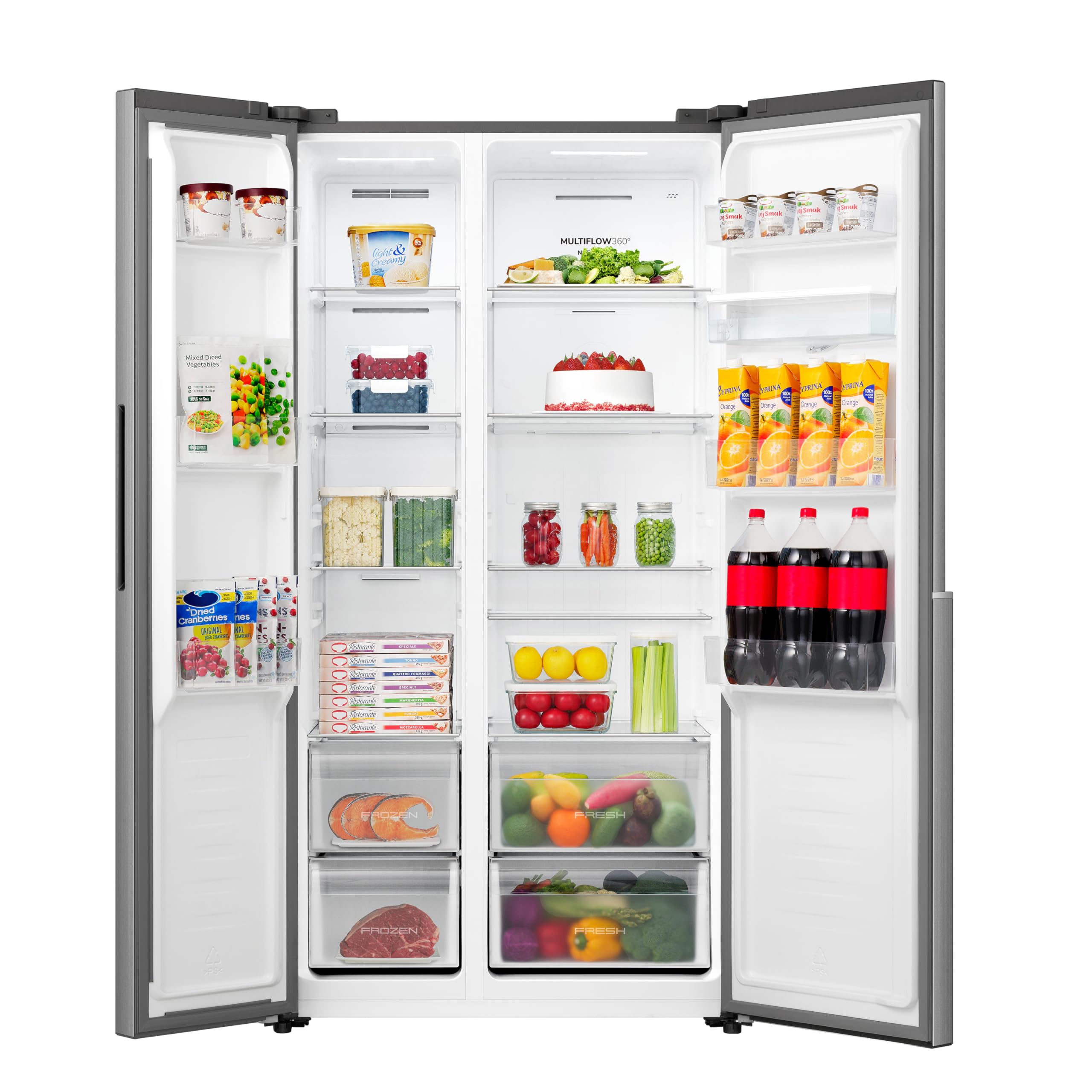 Gorenje NRS917E41XWD Kühl-Gefrierkombination/Freistehend/ 541L/ 39dB/ EEK: E/NoFrost Plus/Wasserspender/Multiflow 360°/ CrispZone/Supercool/FastFreeze/(BxHxT): 91,1 × 178,6 × 61,5 cm/Grau