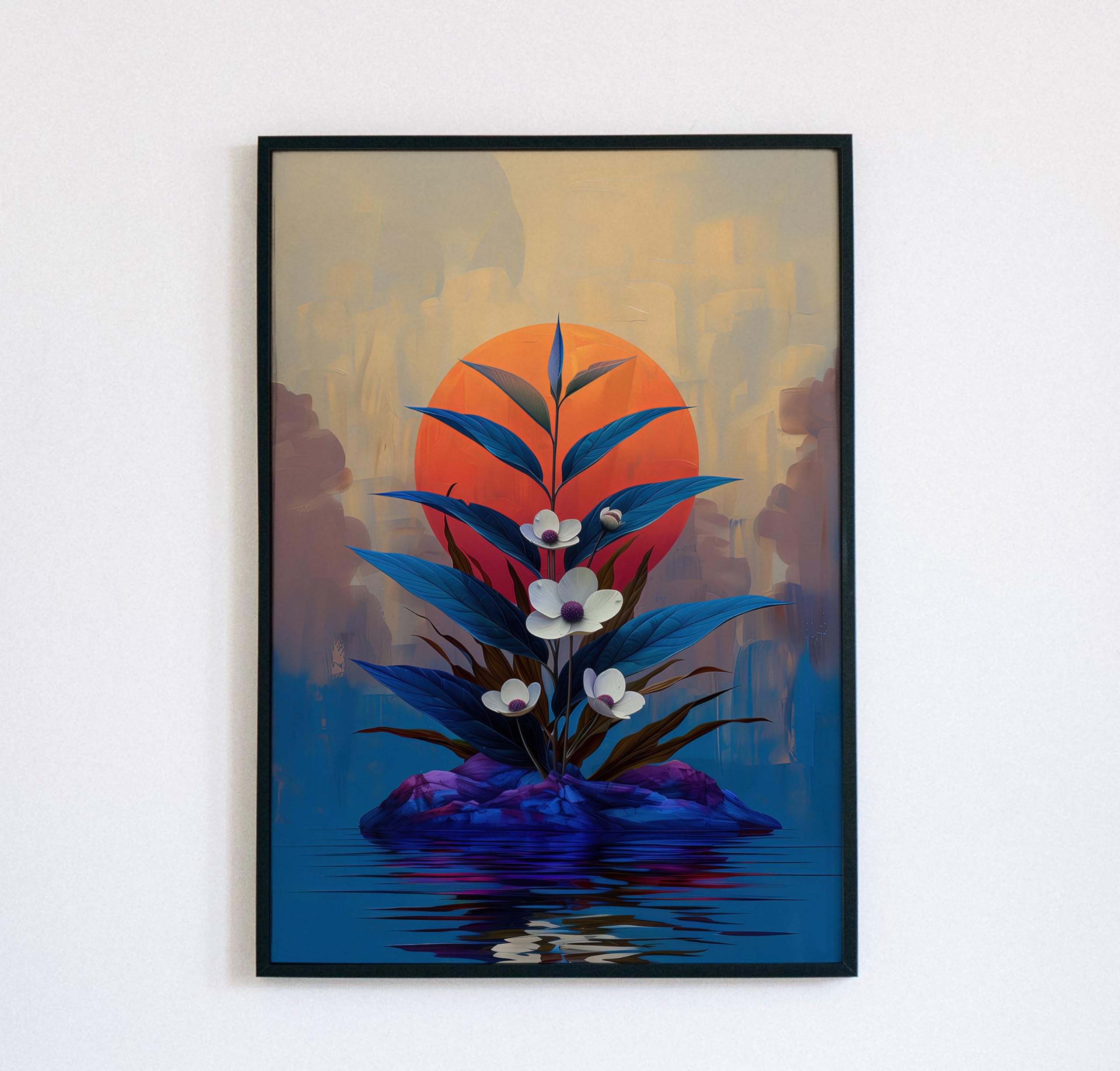 LMYCHENG Abstract Botanical Art Canvas Print, Sunset Background Wall Pictures- Botanical Painting - Multiple Sizes(60x90cm/Frameless)