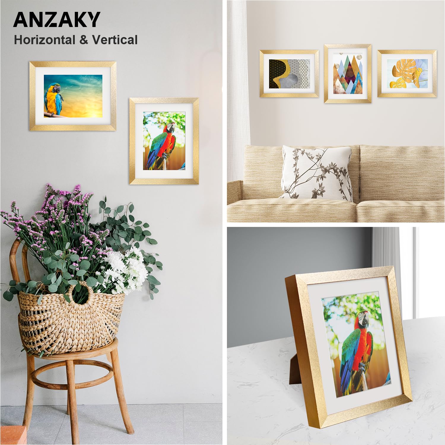 Bilderrahmen mit feuerfester und wasserdichter Geldtasche, verstecktes Fach zum Schutz Ihres Geldes und Bargelds, goldfarben, 12,7 x 17,8 cm