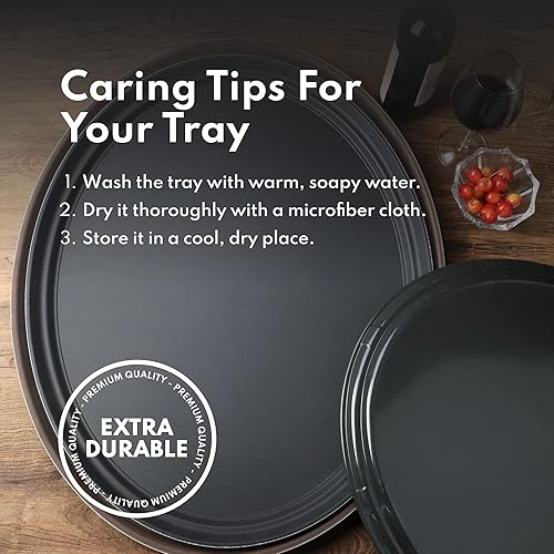 Miniatura 8 de New Star Foodservice 25453 Bandeja antideslizante, plástico, forrada de goma, ovalada, 20.5 x 25.25 pulgadas, negro..