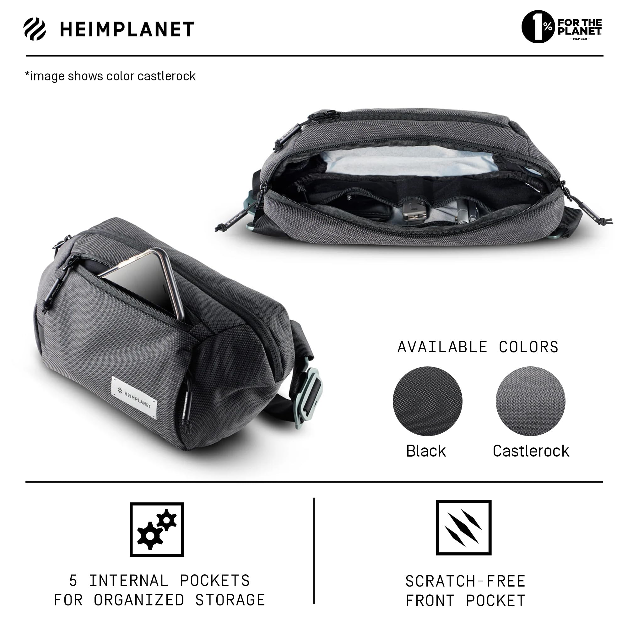 HEIMPLANET Original | Transit Line Sling Pocket XL | wodoodporna torba na biodra z wysokiej jakości materiału DYECOSHELL | obsługuje 1% dla planet