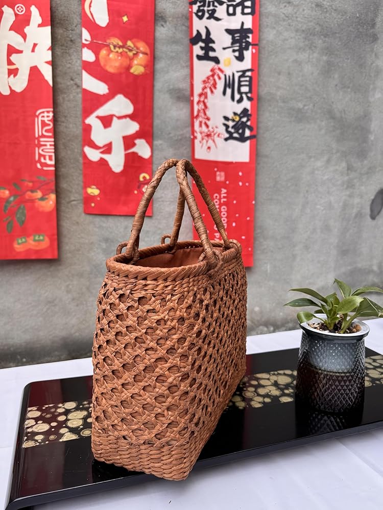 山葡萄　籠　カゴ　かごバック　やまぶどう 籠 バック 二重編み Amazon | 山葡萄かご バッグ, 伝統的な二重編み, 手作り籐細工トート