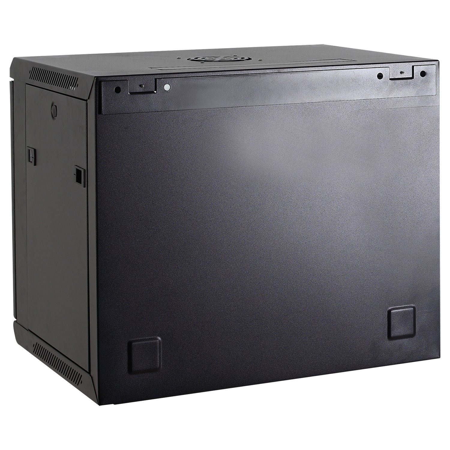 Armario rack para pared Hasta 9U rack de 19" Hasta 100 Kg de carga Con ventilación y pasacables Ventilador y bandeja incluida Regleta aluminio de 6 tomas