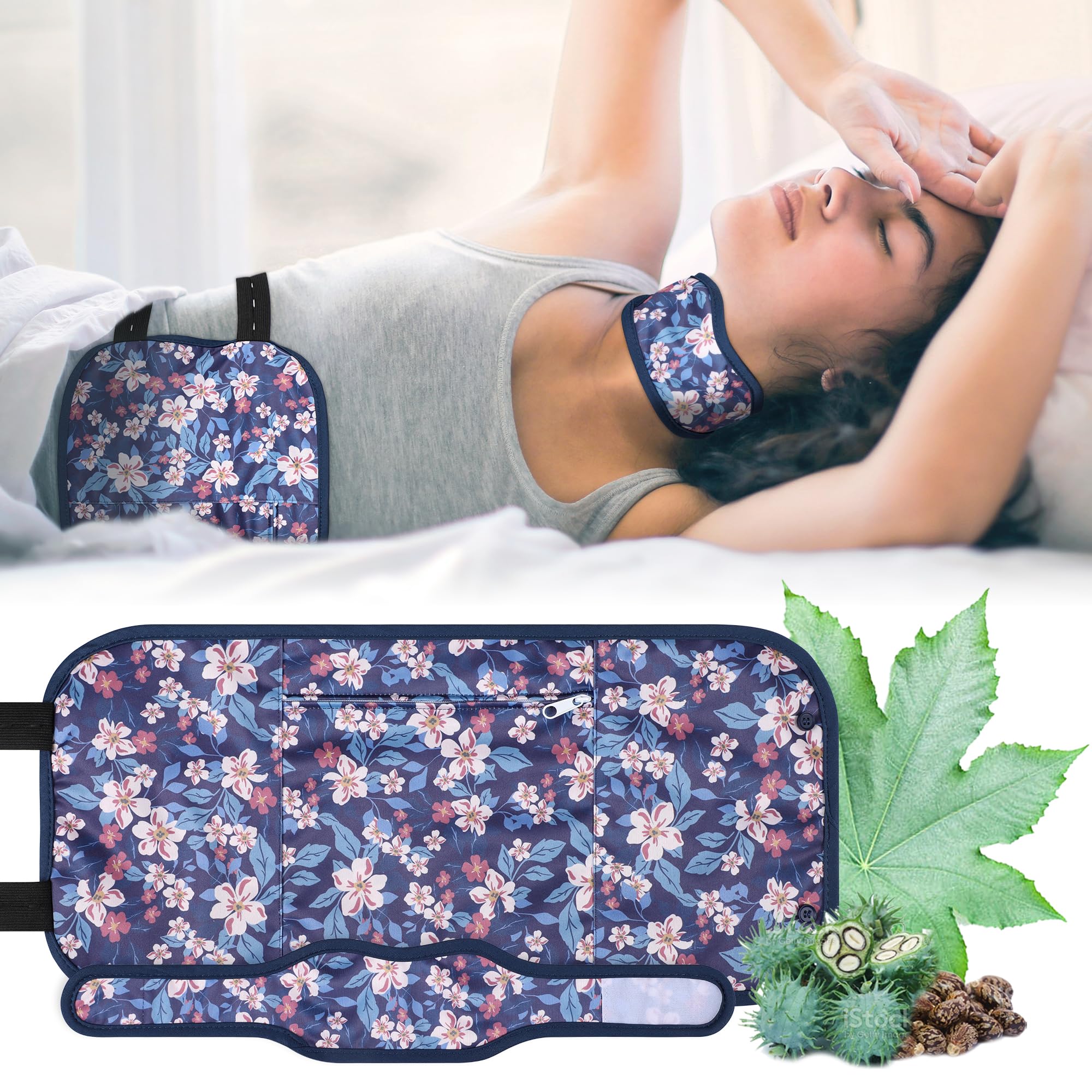 Castor Oil Pack Wrap Organic Cotton 2 Pcs, Castor Oil Cold Pressed Highly Absorbent for Liver Detox, Gifts for Women