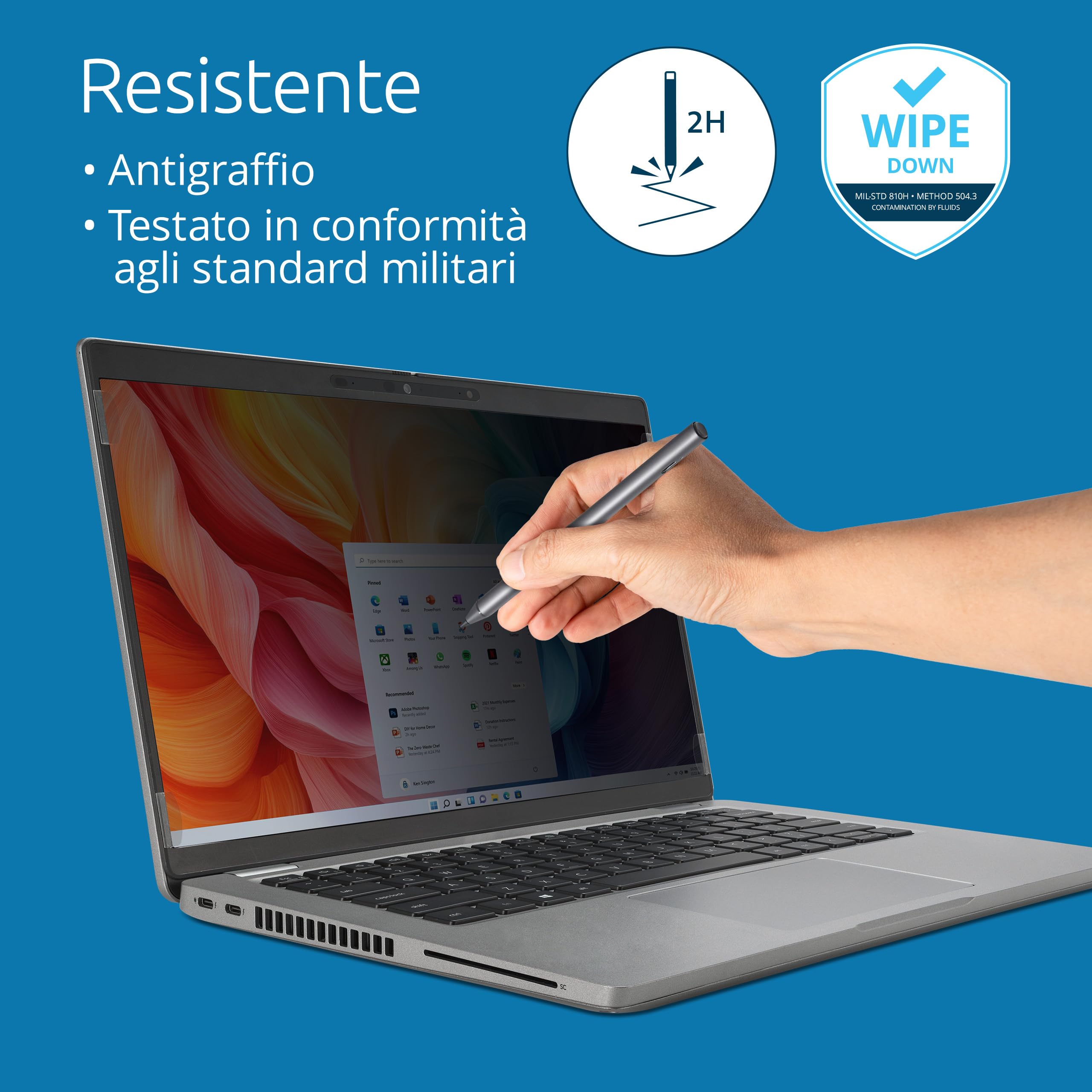 Kensington Filtro privacy schermo alta nitidezza per laptop da 16 pollici, rapporto d'aspetto 16:10, blocco della luce blu, antiriflesso, antigraffio, compatibile con laptop ASUS HP Lenovo ACER Dell