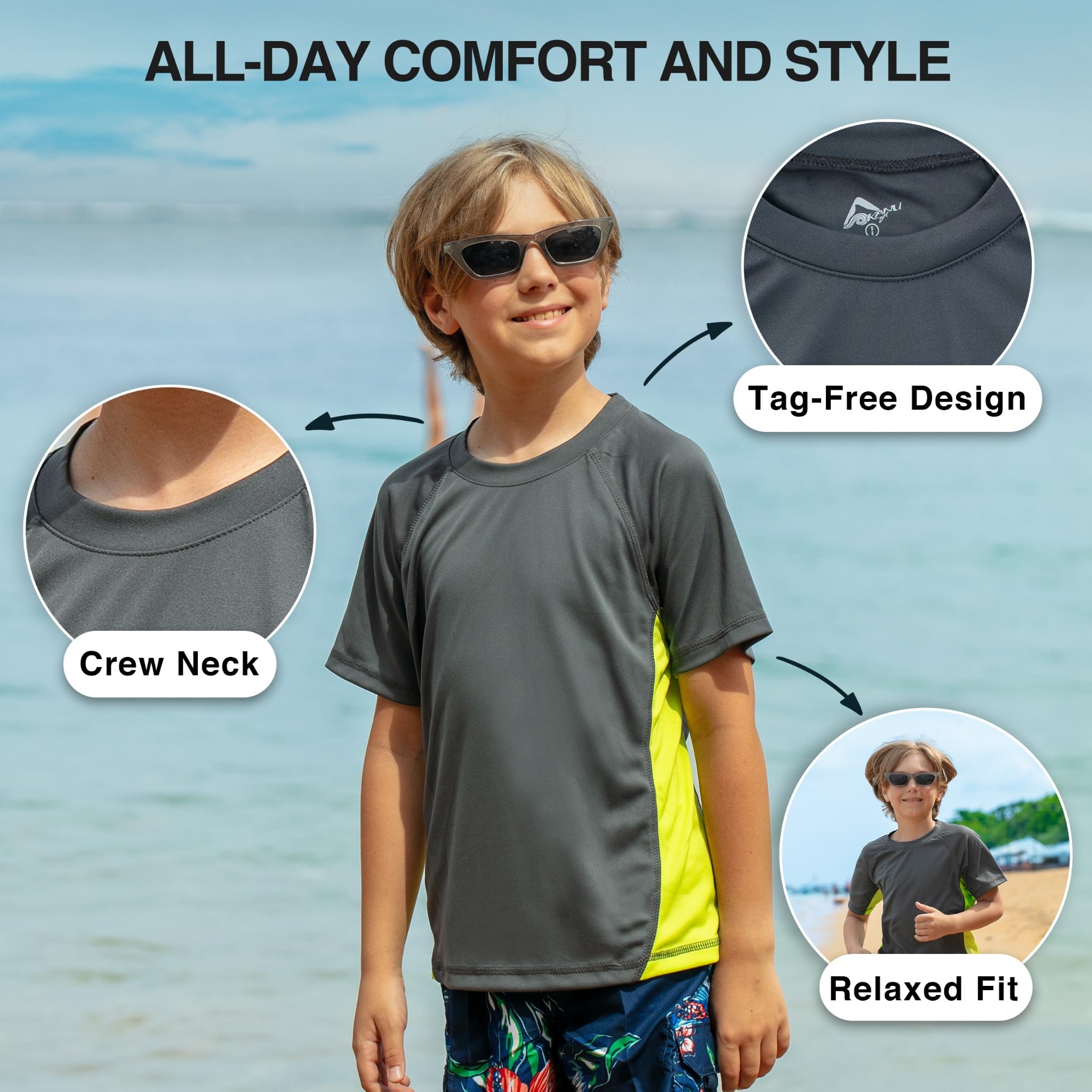 Kanu Surf Boys' Color Block UPF 50+ Swim Tee