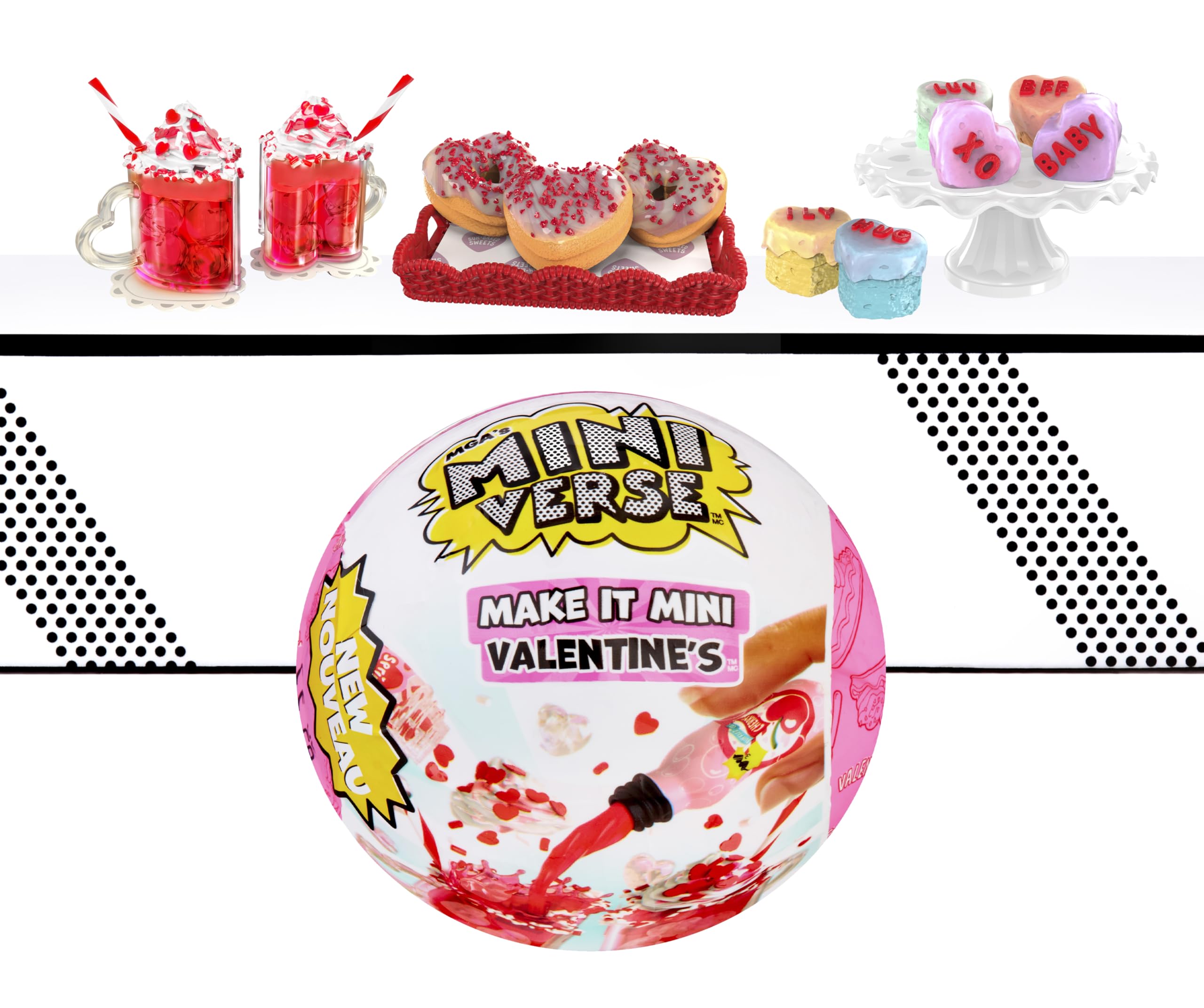 MGA's Miniverse Make It Mini Valentine's (3 Pack) Mini Collectibles, Mystery Blind Packaging, Seasonal, Sweetheart, DIY, Crafts, Resin Play, Replica Food, NOT Edible, Collectors, 8+