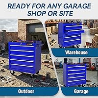 Vista 9 de Carrito de herramientas de 5 cajones con ruedas, cofre de herramientas rodante para almacenamiento de herramientas, organizador de carrito