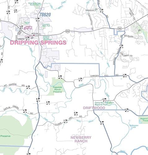 Miniatura 5 de Texas Map Store Mapa de pared arterial mayor del área regional de Austin, 42 pulgadas de ancho x 62 pulgadas de alto (laminado, a todo color)