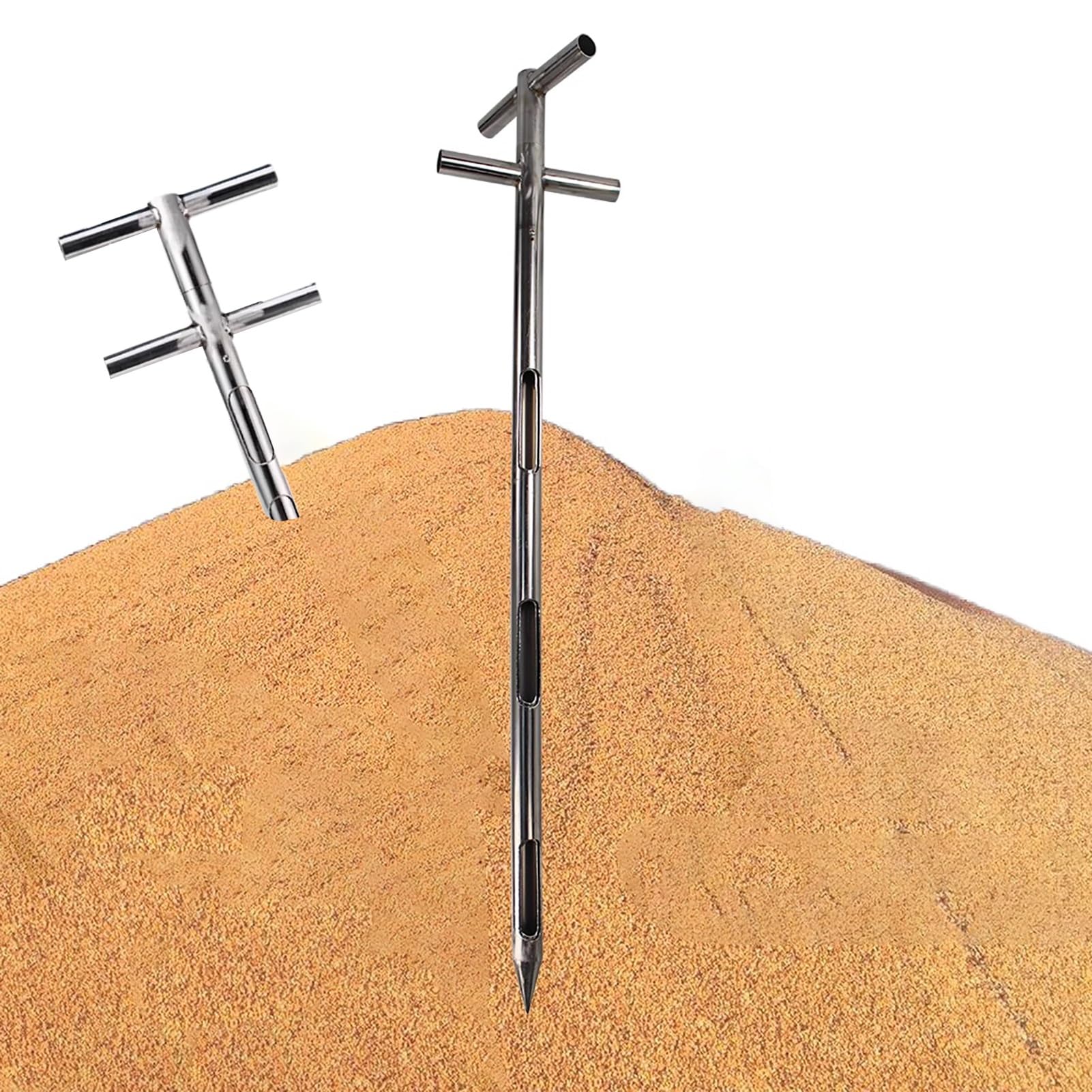 Bodenprobennehmer aus Edelstahl für Getreide, Pulver, Zement - 25 mm Durchmesser, 1,5 m Länge, robustes und vielseitiges Bodenuntersuchungswerkzeug für Garten, Landwirtschaft und Bauwesen, D