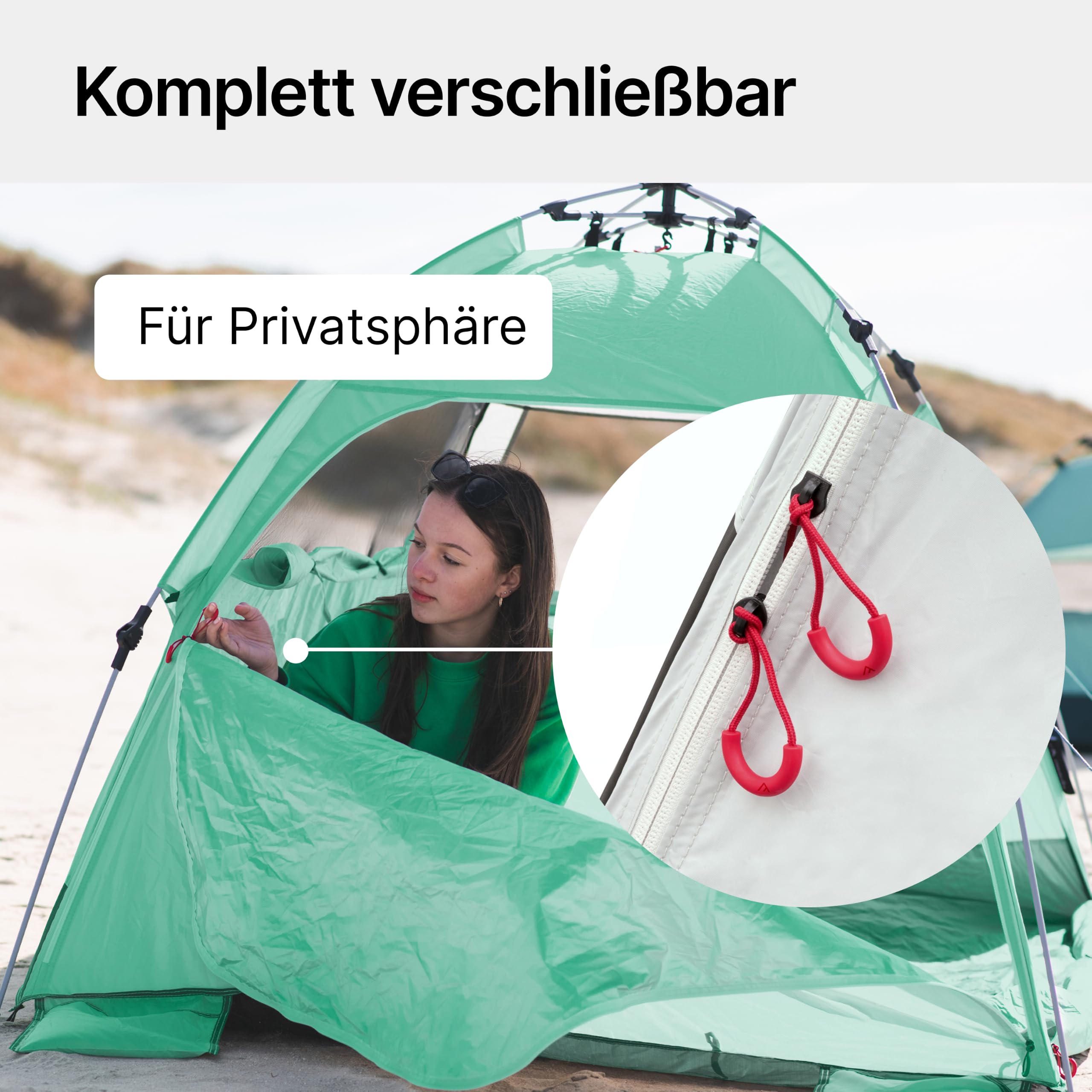 qeedo Quick Palm Strandmuschel UV-Schutz UV80 Leichtes Strandzelt Quick-Up System Sonnenschutz Windschutz