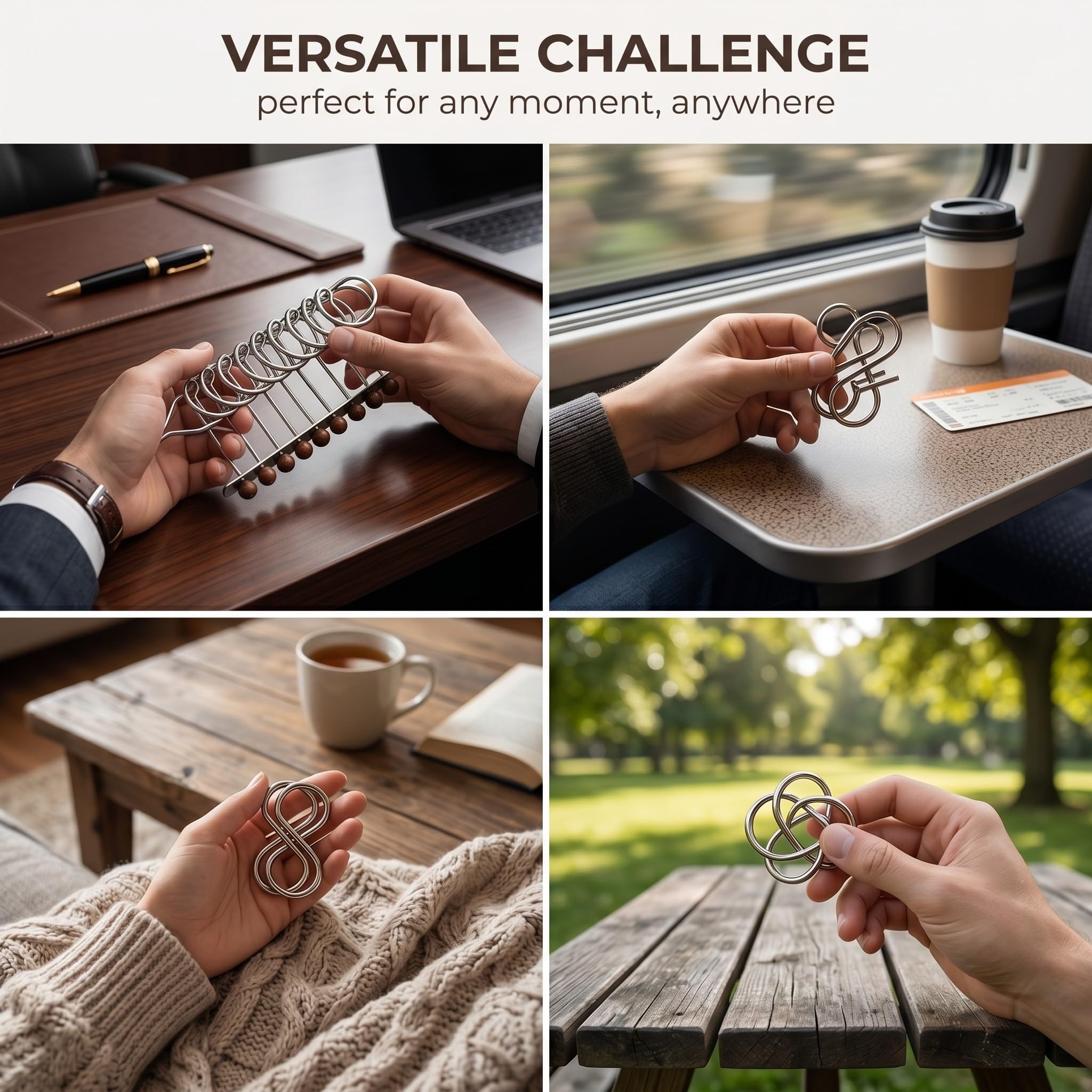Puzzle in Metallo 3D, Set di 9 Rompicapo in Filo Metallico per Adulti e Bambini, Giocattoli Educativi per Sfida Mentale e Divertimento Familiare, Regalo per Appassionati di Giochi di Logica