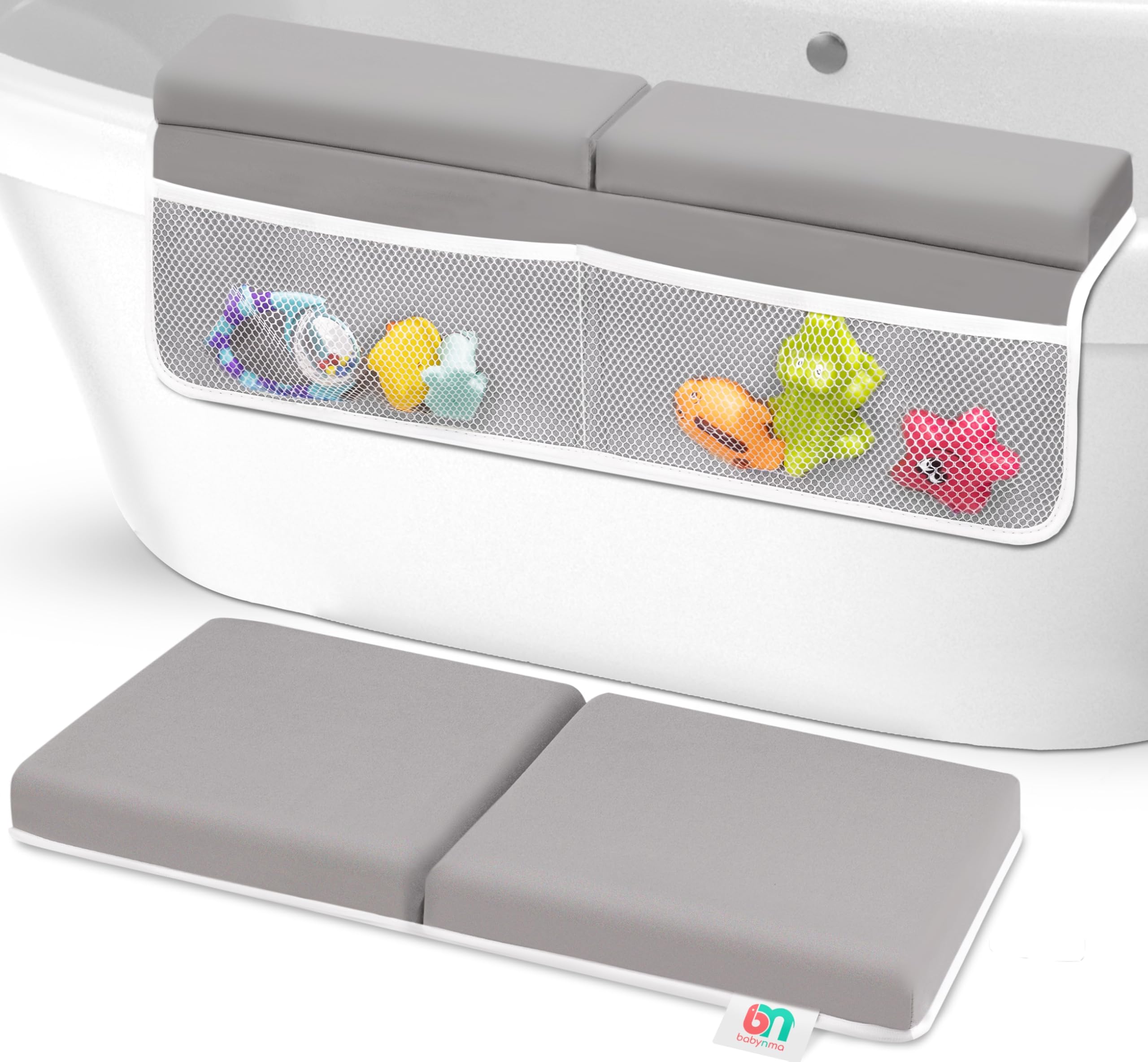 Babynma Baby Bath Kneeler and Elbow Rest Pad Set - Kneeling pad for Bathing Baby and Toddlers - Memory Foam Cushion - Holds Bath Accessories and