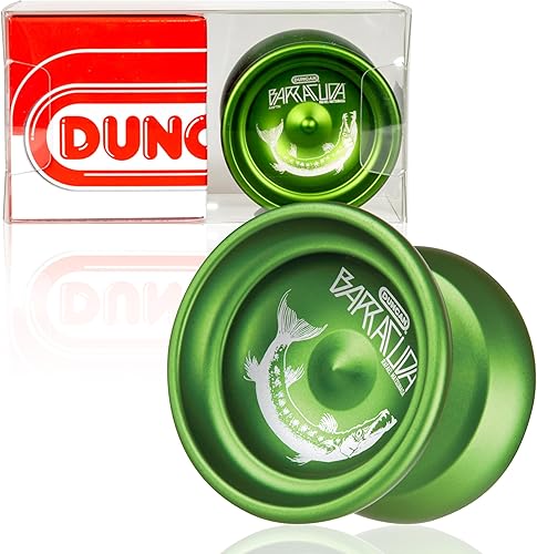 Duncan Toys Barracuda - Yoyó de nivel profesional sin respuesta, rodamiento cóncavo y cuerpo de aluminio, verde