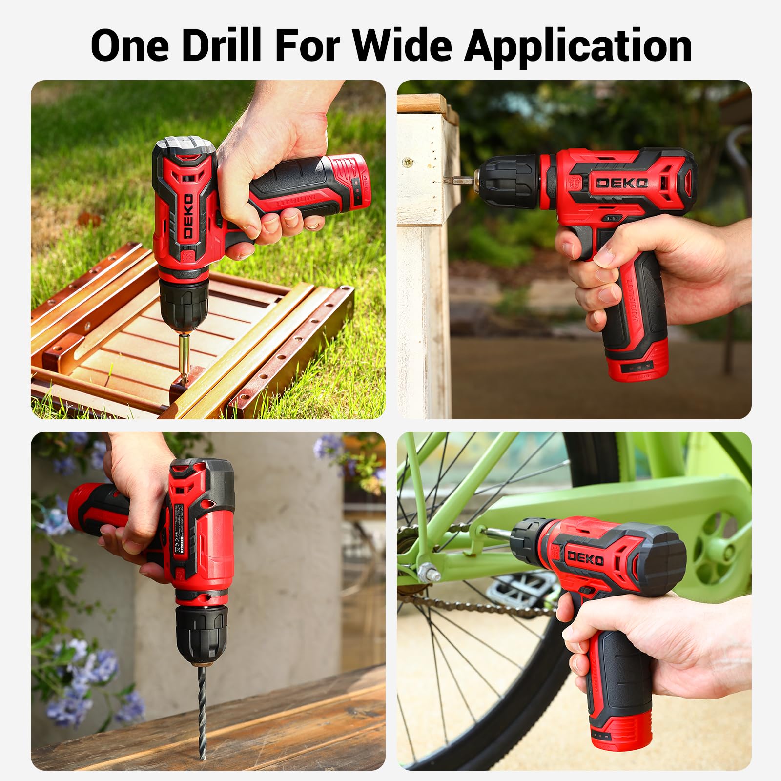 DEKO Caisse à Outils 238 Pièces avec Visseuse Sans Fil 12V 12N.m 800RPM - Boîte à Outils Rouge