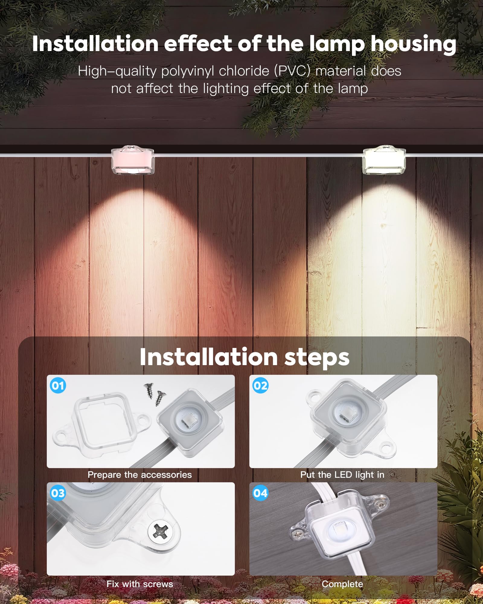 Light Clips for Govee Outdoor Lights (Model H705 ABCDEF) It is an Ideal Solution to Replace 3M Adhesive Tape. Easy to Install, it Comes with 80 Brackets and 160 Screws — Amazon image 4