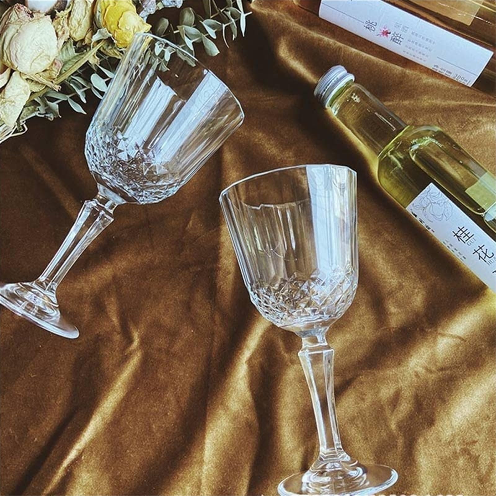 Europäische geschnitzte Weingläser, Champagnerglas, transparenter Kelchbecher for Zuhause, Hochzeit, Bar, Party, Geschenk, Trinkgeschirr Getränkebecher