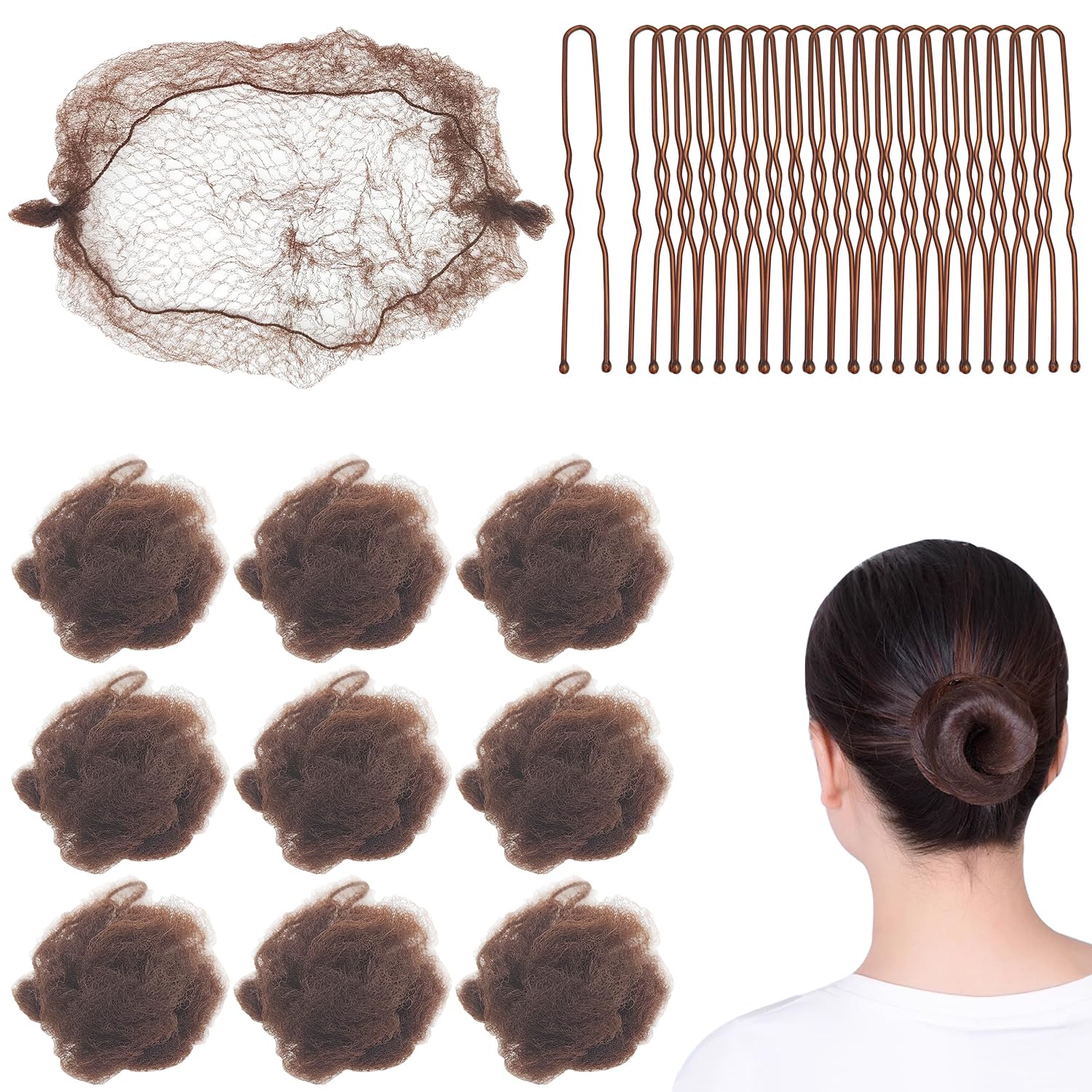 Hair Nets For Buns 20Pcs Hair Bun Nets Blonde With 20Pcs U Shaped Hair - View #9