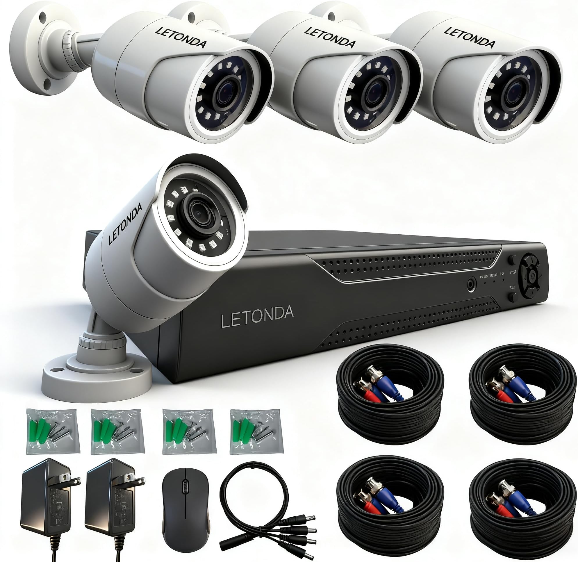 1080p Security Camera 4-in-1 CCTV Bullet Wired Cam Supports AHD/TVI/CVI/CVBS IR - Cut Filter Switch Indoor/Outdoor Analog Surveillance Video Add - on Camera, 100 - Foot Clear Night Vision (1)