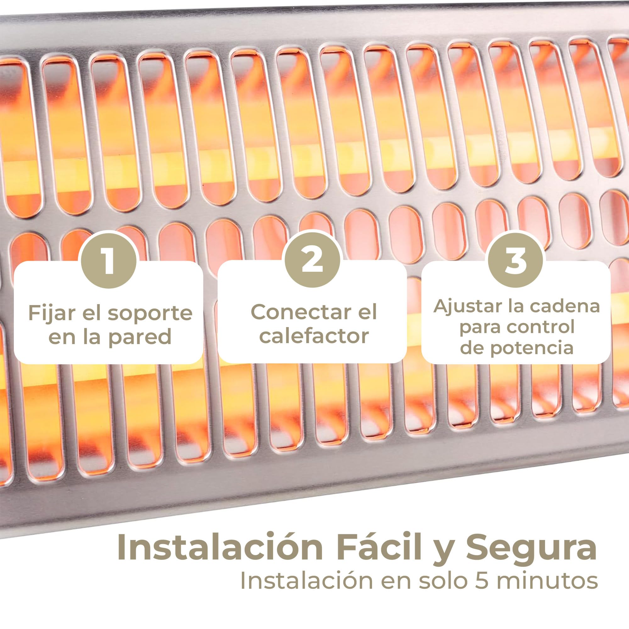 Calefactor Baño Pared - Estufa Baño Infrarrojos - Calentador para Pared con Potencia de 1200 y 600 Watios - Radiador Electrico de Interior de Fácil Instalación
