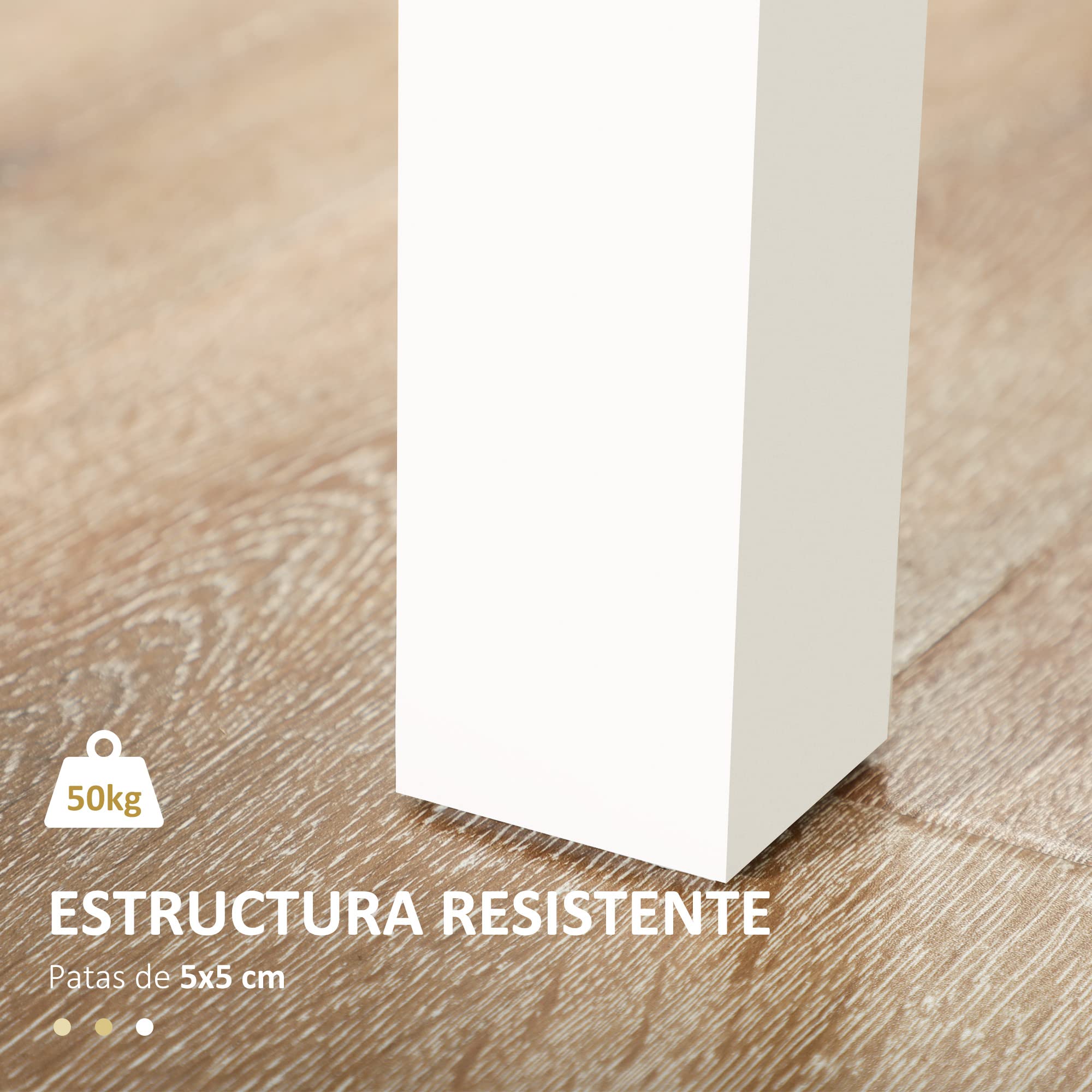HOMCOM Mesa de Comedor Mesa Cocina 4-6 Personas 119x70x75 cm Roble Blanco | Rectangular, Estilo Moderno, Tablero de Melamina de Madera, Carga 50 kg
