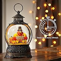 Vista 10 de Globos de Nieve de Navidad, Farol de Agua de Navidad con Carruaje e Iglesia Azul, Música y Temporizador de 6 Horas, Faroles Iluminados con Cable