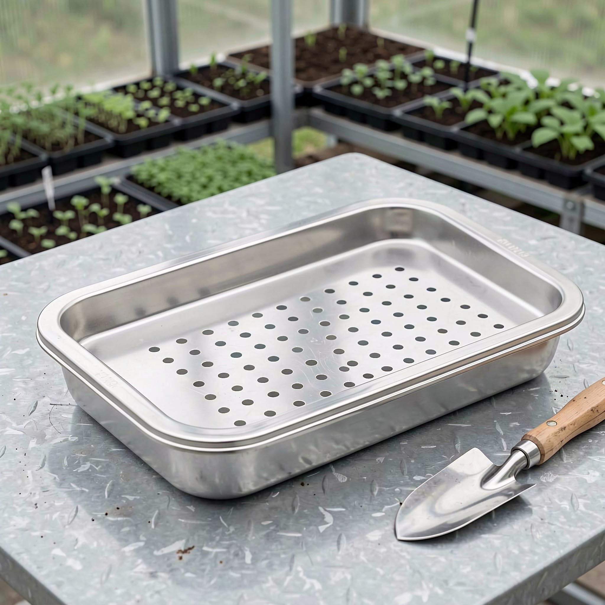 SOIMISS 2 Juegos Bandeja para Germinar de Acero Inoxidable, Plata