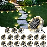 Vista 19 de Peasur Luces solares de suelo para exteriores, paquete de 8 luces planas de disco con energía solar, IP68 impermeable, antioxidante, iluminación