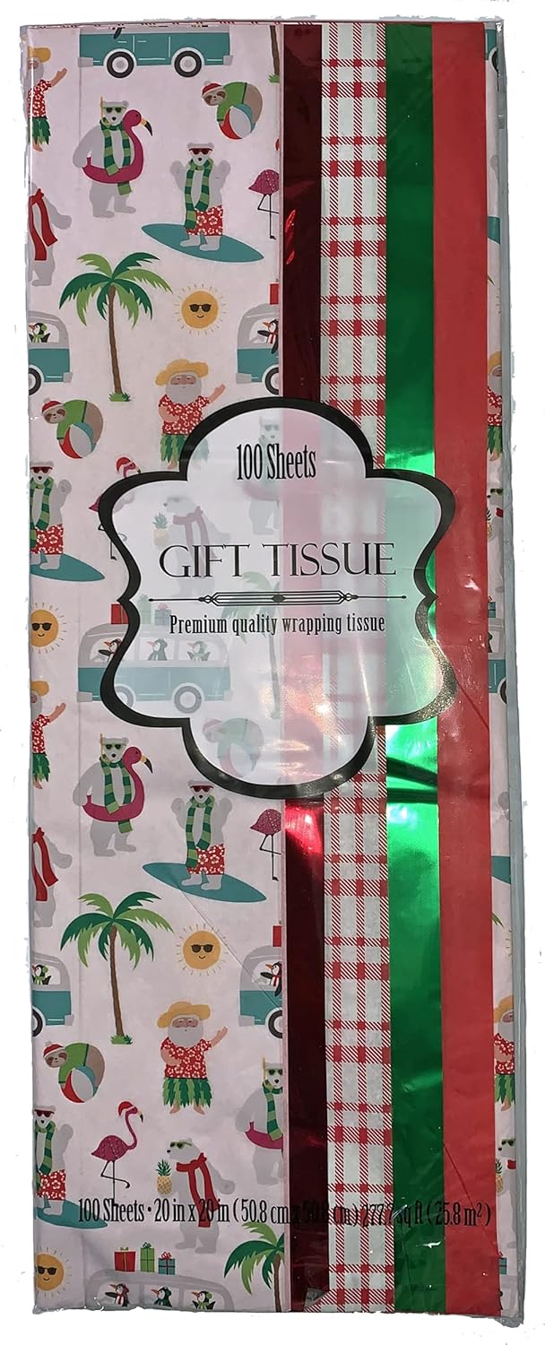 ALEF Christmas Gift Tissue Paper, Paper and Mylar Holiday Themed Sheets (300 Sheets)