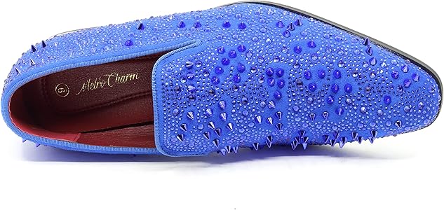 Amazon.com | Men's Vintage Spike Rhinestone Designer Classic Smoking Dress  Fashion Loafers Slip On Shoes EXOTIC-02 (Blue, us_Footwear_Size_System,  Adult, Men, Numeric, Medium, Numeric_6_Point_5) | Loafers & Slip-Ons