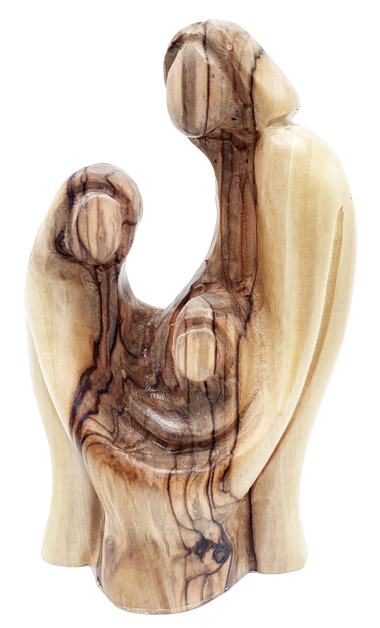 Zuluf Hand-Carved Olive Wood Holy Family Nativity Statue – Mary, Joseph &amp; Baby Jesus Figurine 5.7" – Wooden Catholic Christmas Decor for Home or Church Display – HOF004