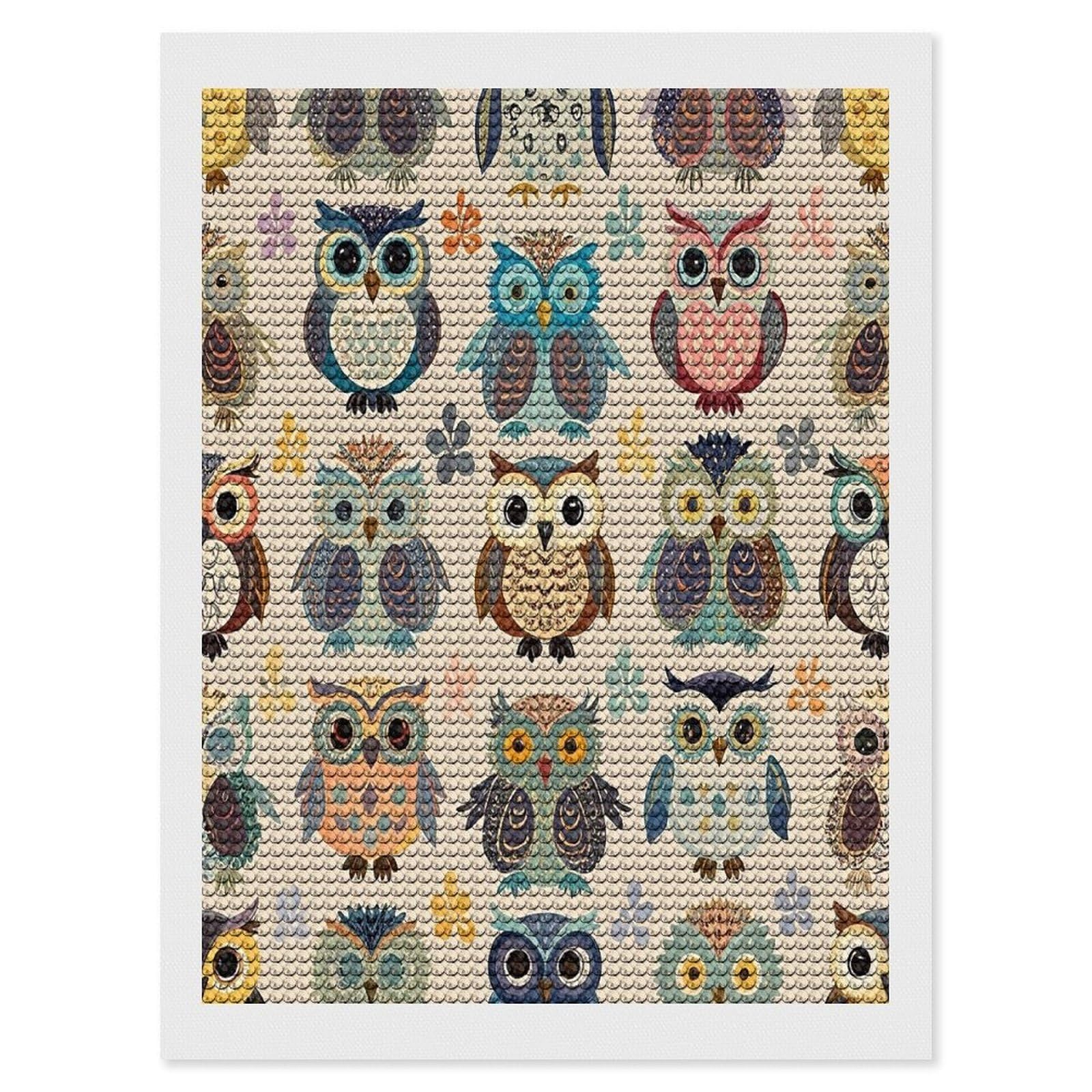 FekiLoot Color Owl Pattern Diamond Painting Kits for Adults Full Round Drill Diamond Art Kits for Beginners 5D DIY Diamond Dots Paintings Diamonds Pictures Gem Art Home Wall Decor 12"x16"