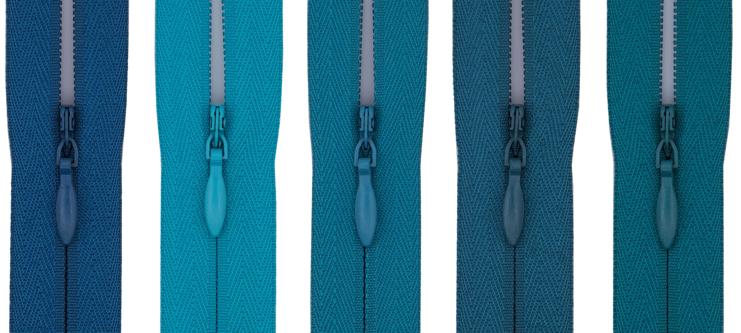 #3 Invisible Zips, 5 Pack, 22 Inch, Ocean Teal