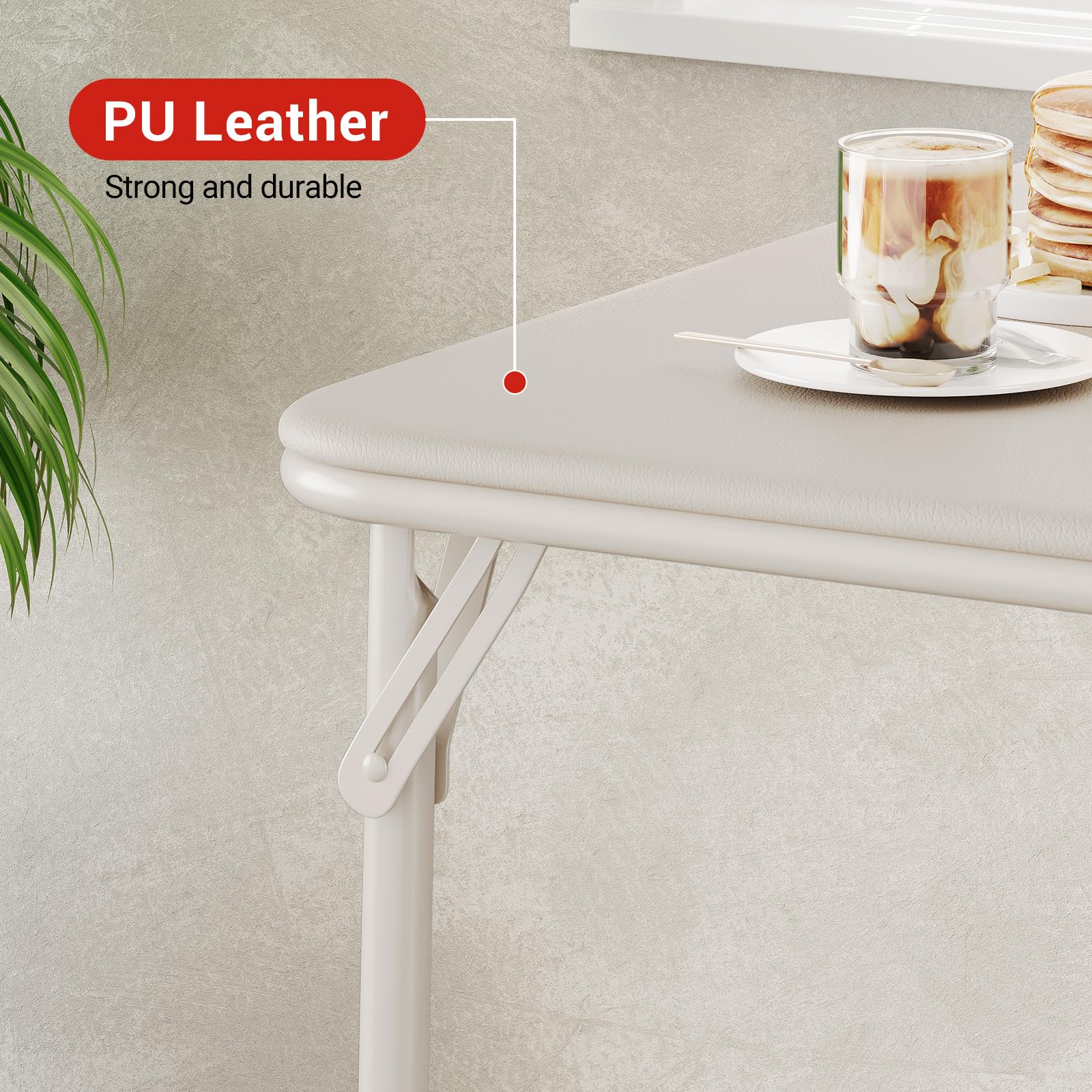 Mesa Plegable Portátil, Fácil de Plegar y Ahorra Espacio, Uso Versátil para Salón, Dormitorio y Cocina, Beige, 96×96×70 cm