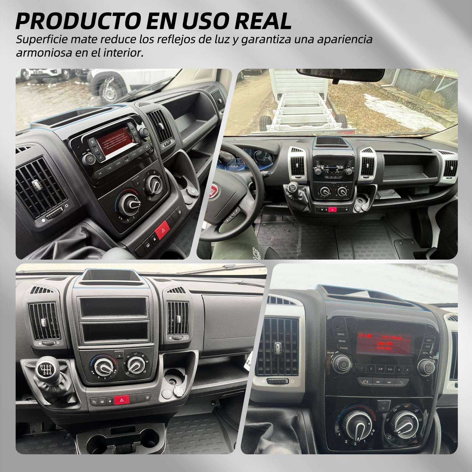 Caja de almacenamiento para tablero de instrumentos de auto, compatible con FIAT Ducato, Peugeot Boxer, Citroen Relay (2014+), material ABS negro, diseño antideslizante