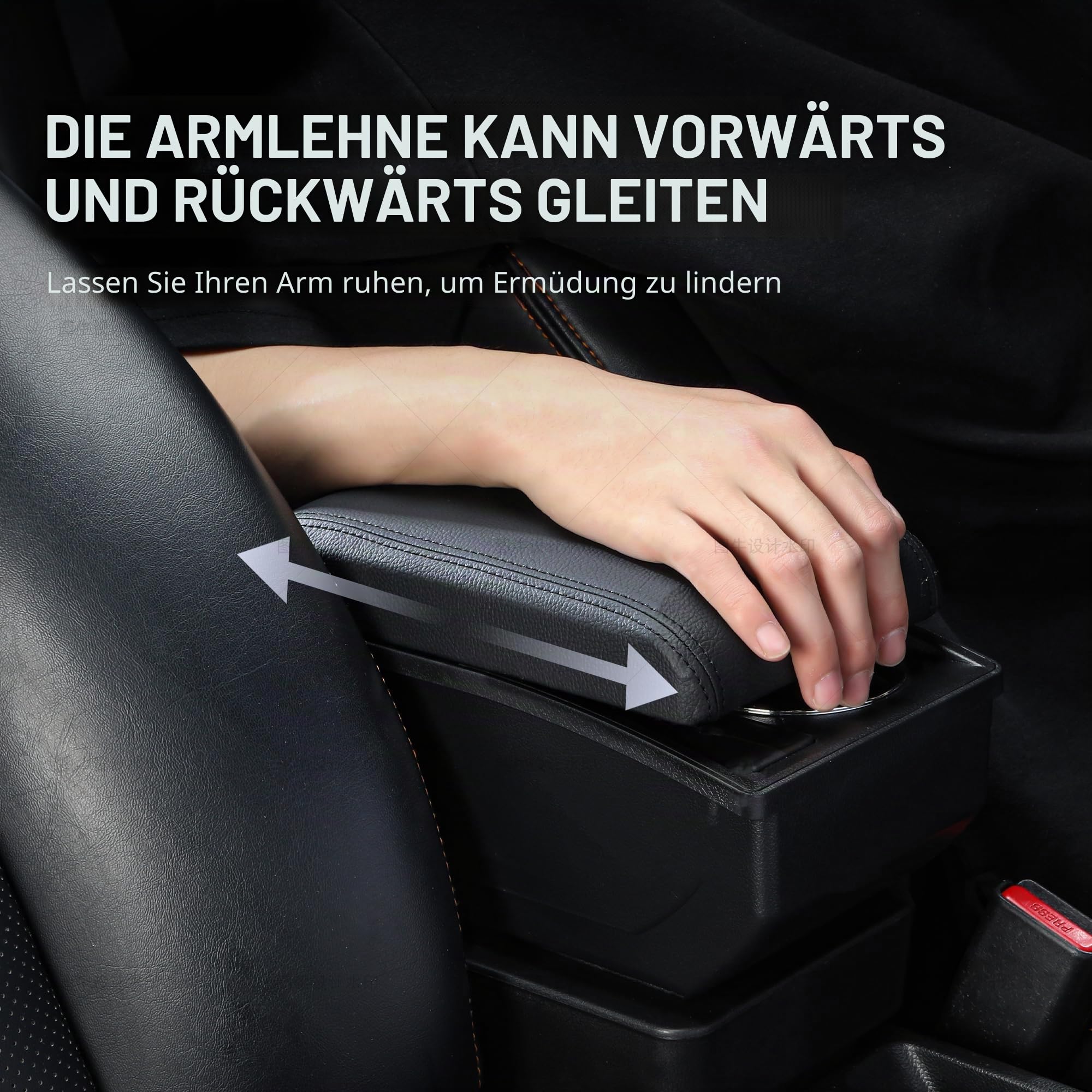 Auto Armlehnen für Opel Astra H Mittelarmlehne | Zweistufiger Stauraum, Mit Getränkehalter, 2 USB-Anschlüsse, Einfache Montage, PU-Leder, Schwarze Nähte