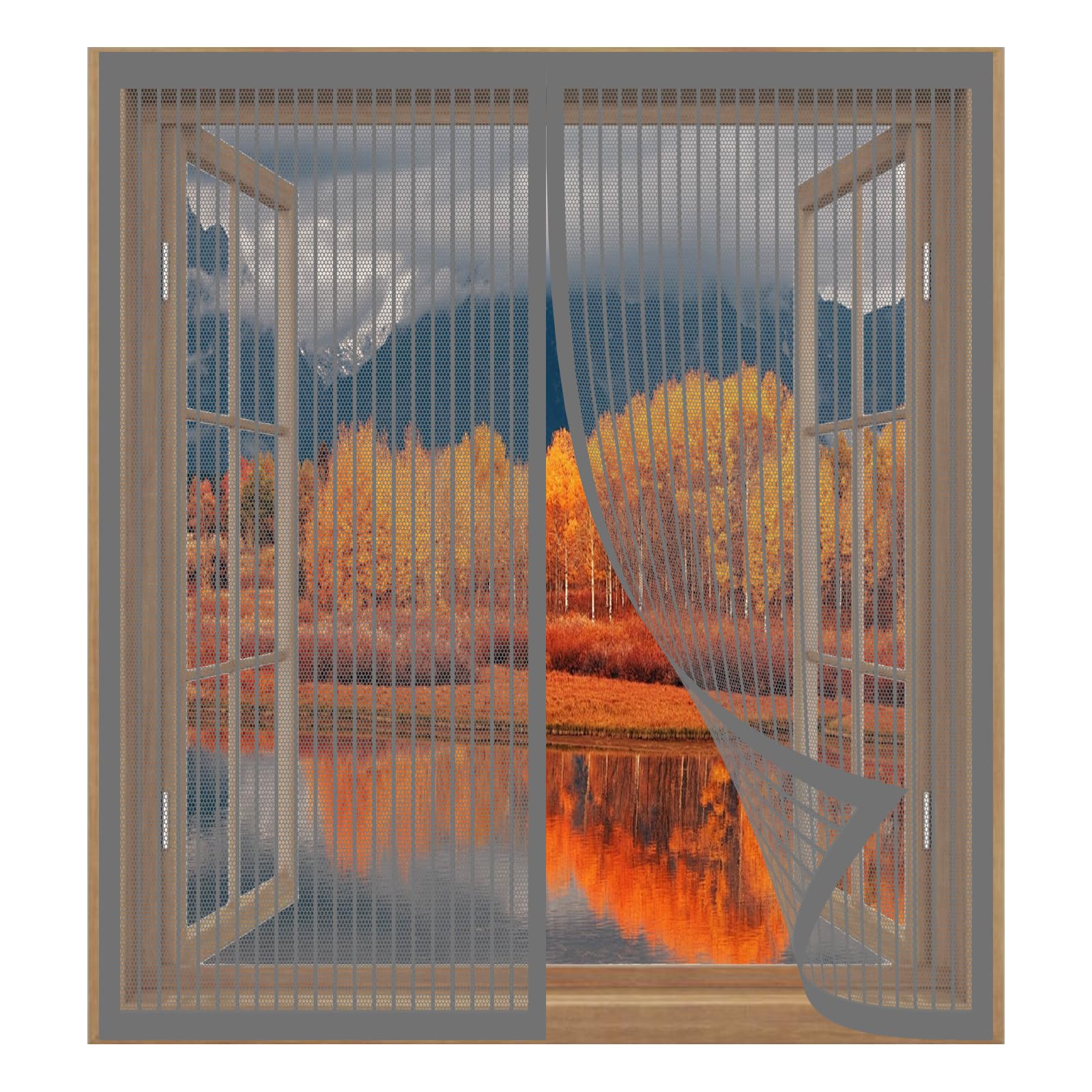 Mosquito Net Window Frame 120 x 60 cm Easy Installation No Drilling Or Screwing Transparent Insect Screen Mosquito Bug Protection for Windows Nets to Keep Bugs Out, Grey