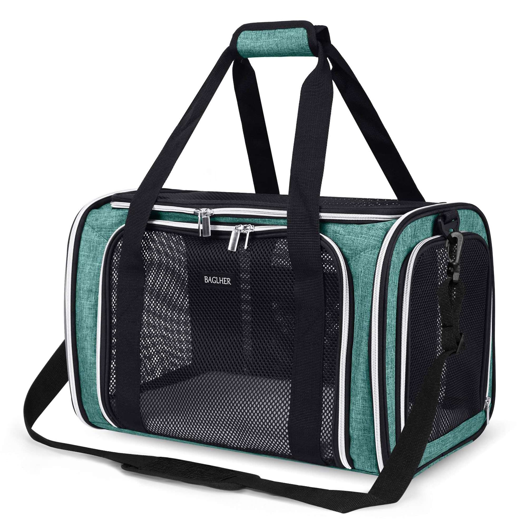 BAGLHER Pet Travel Carrier, Cat Carriers Dog Carrier for Small Medium Cats Dogs Puppies, Airline Approved Small Dog Carrier Soft Sided, Collapsible Puppy Carrier. Green