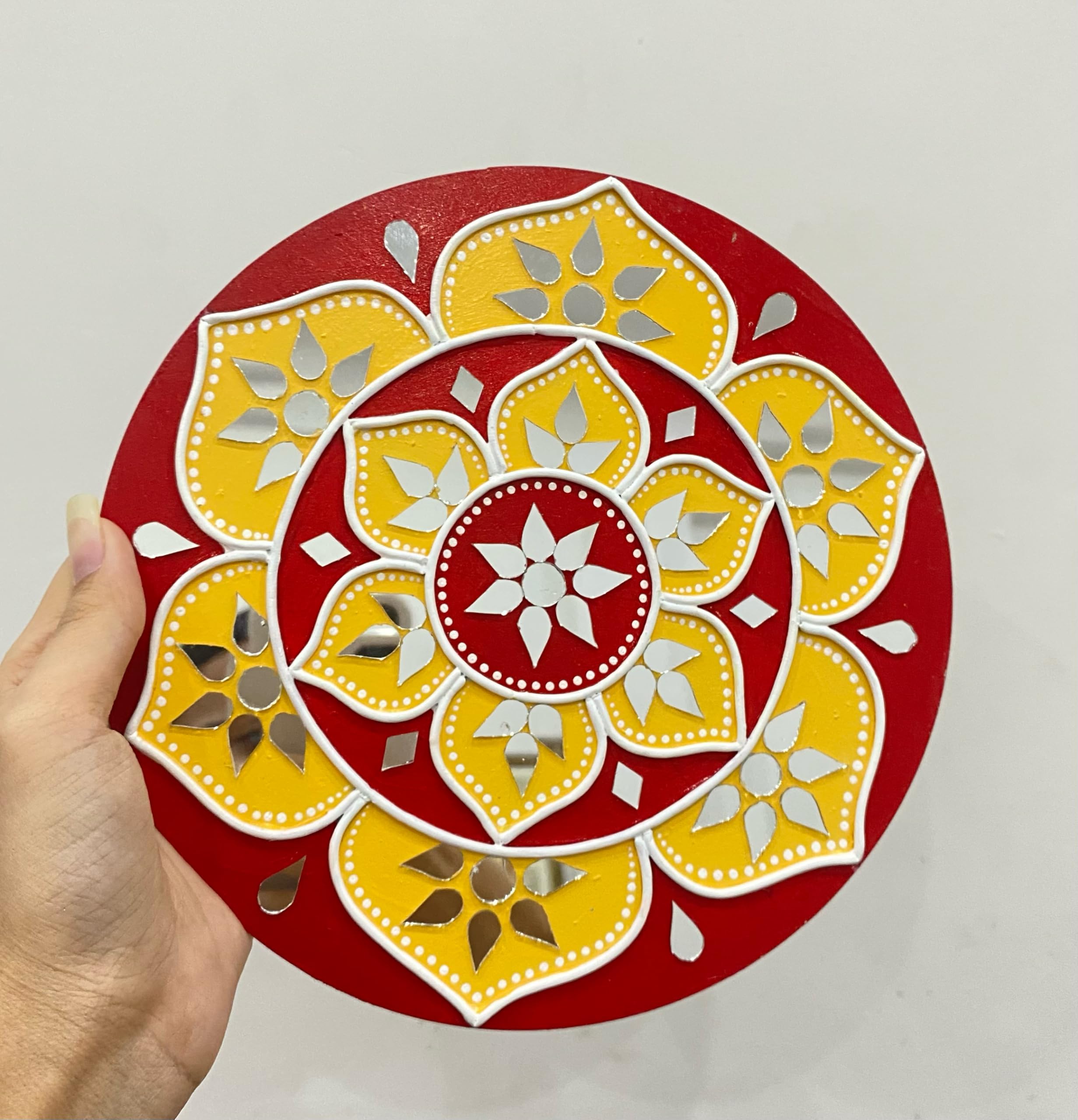 Unique wants lippan art wall hanging home decoration in circle, yellow-red  8 inch : amazon.in: home u0026 kitchen