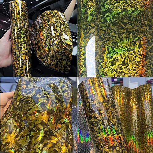 Miniatura 3 de Rollo de vinilo de fibra de carbono forjado dorado para automóvil, película adhesiva de liberación de aire, lámina adhesiva para decoración de