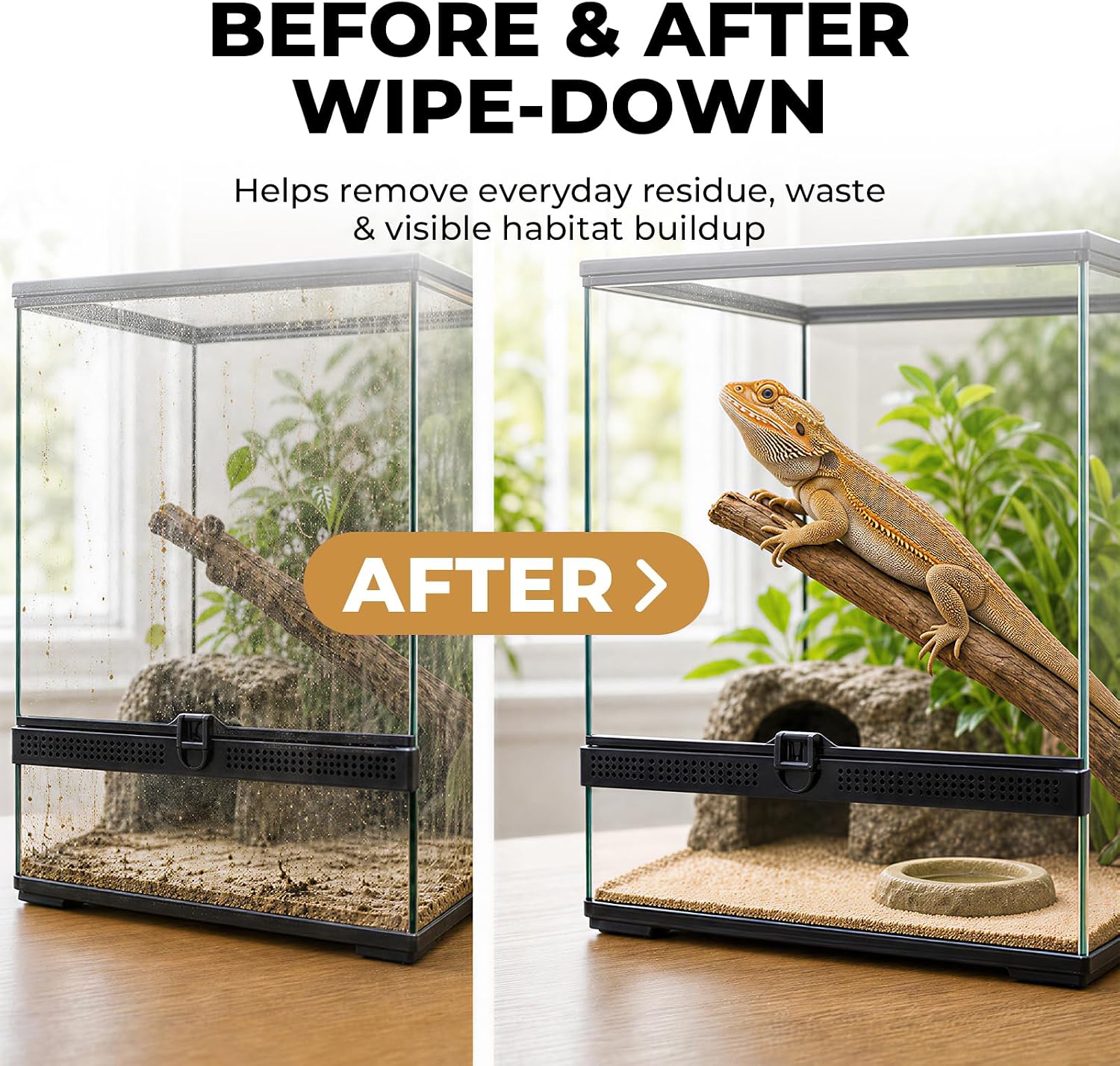 Bearded Dragon Tank Cleaning Wipes, Unscented, 2 Pack, 120 Wipes Total image 5