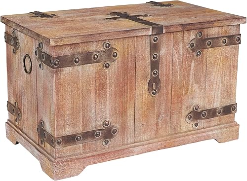 Baúl decorativo de inspiración victoriana. Household Essentials, Madera, Marrón (Rustic Brown)