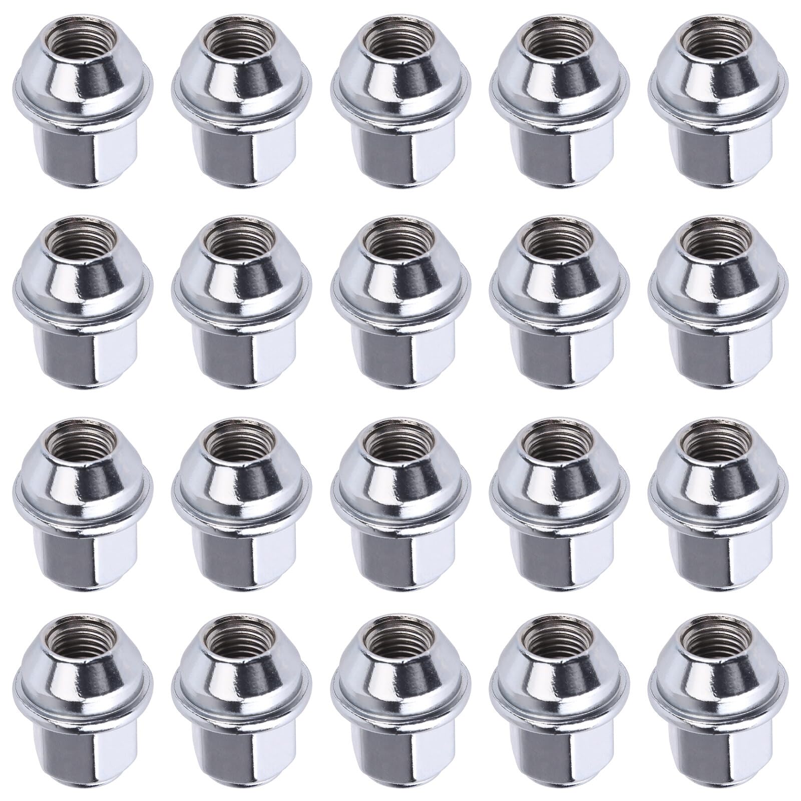 20PCS Écrou de roue Chromé M12x1.5 pour jante alu Ford B-Max C-Max II Ecosport Fiesta 6 7 Focus 3 Mondeo Écrous de roue fermés avec 19mm et siège conique 60° 46708 5114407 12657 45139 29001
