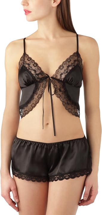 Satin and Lace Sexy Bra and Tap Pants Set