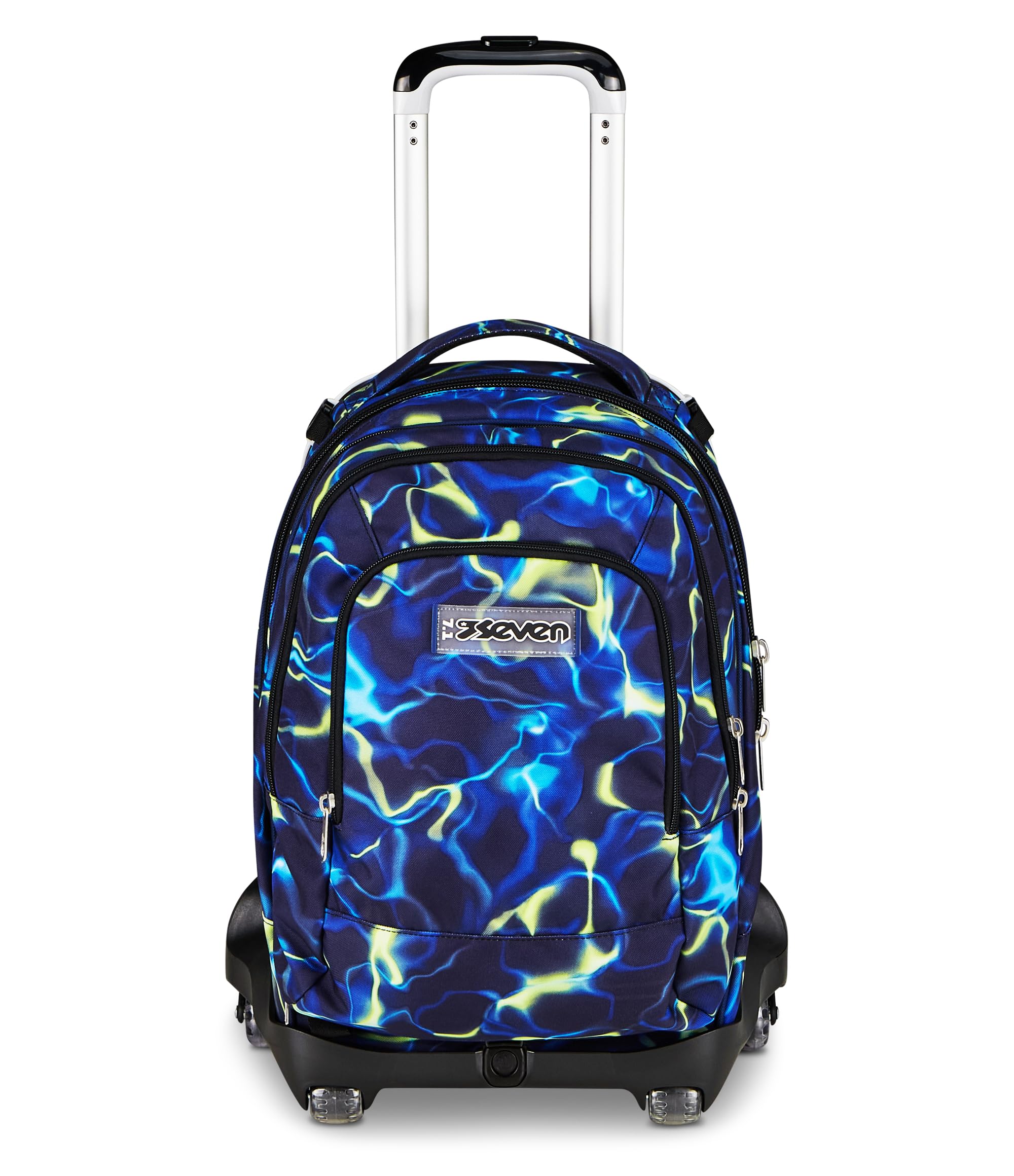 Seven Trolley Scuola Jack 8 Ruote Detach ELECTICVIBE BOY, Blu, 43 L, Scomponibile, Zainetto staccabile, 4 in 1, Cross-over System, Tasche multifunzione, Scuola elementare e media, Bambino, Ragazzo