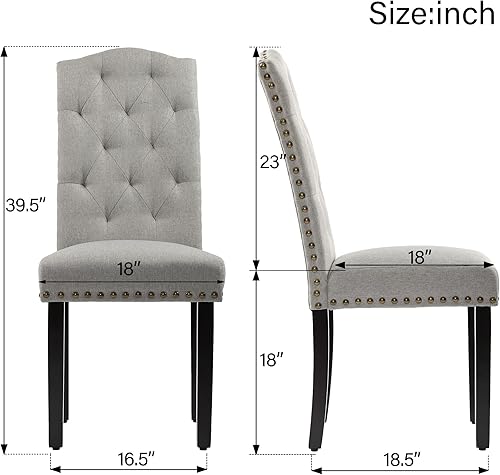 Miniatura 3 de DAGONHIL Juego de 2 sillas de comedor tapizadas, sillas de cocina sin brazos con patas de madera maciza negras para el hogar, cocina, sala de estar