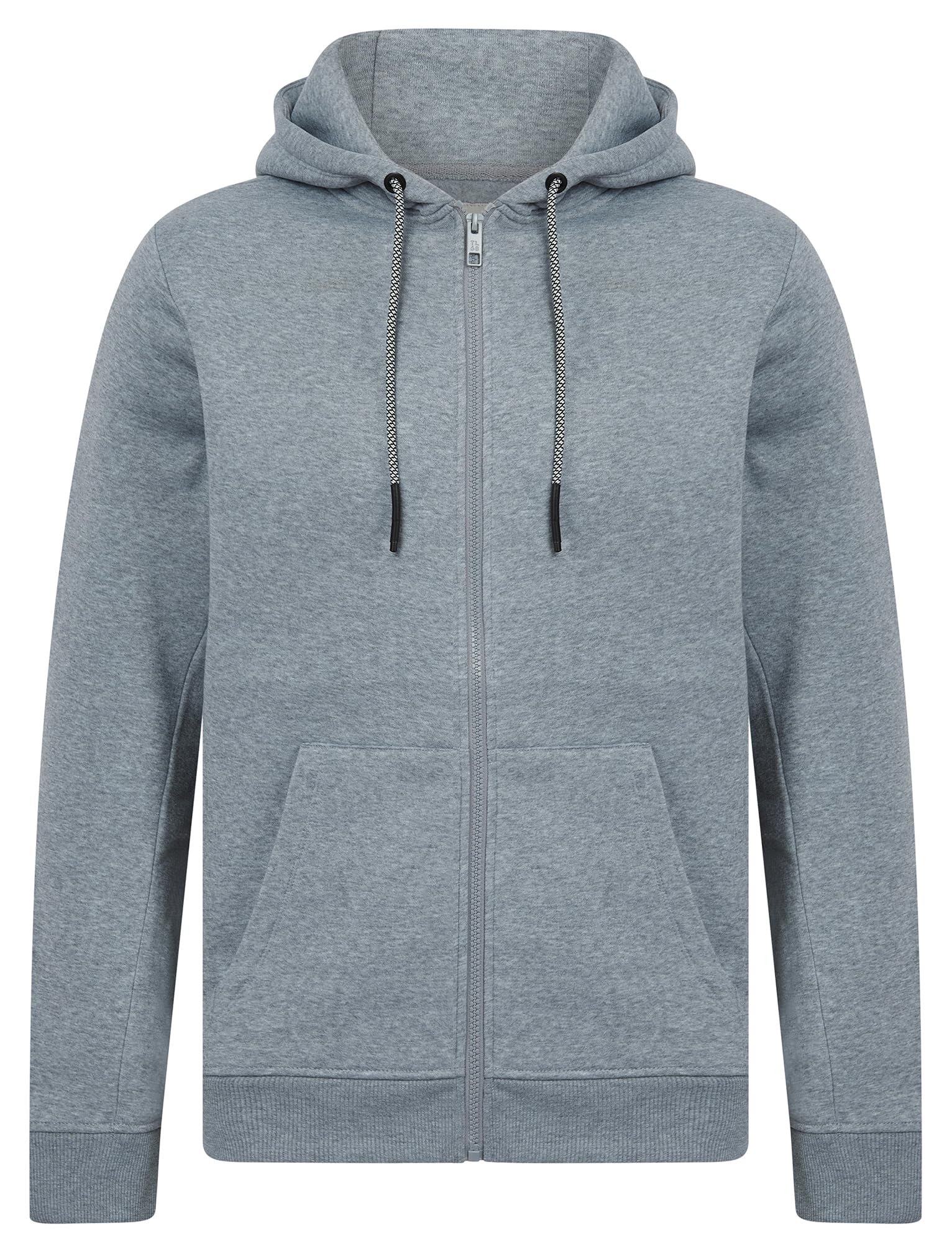 Tokyo Laundry Men's Light Grey Marl Plain Brushback Fleece Zip Through Hooded Top