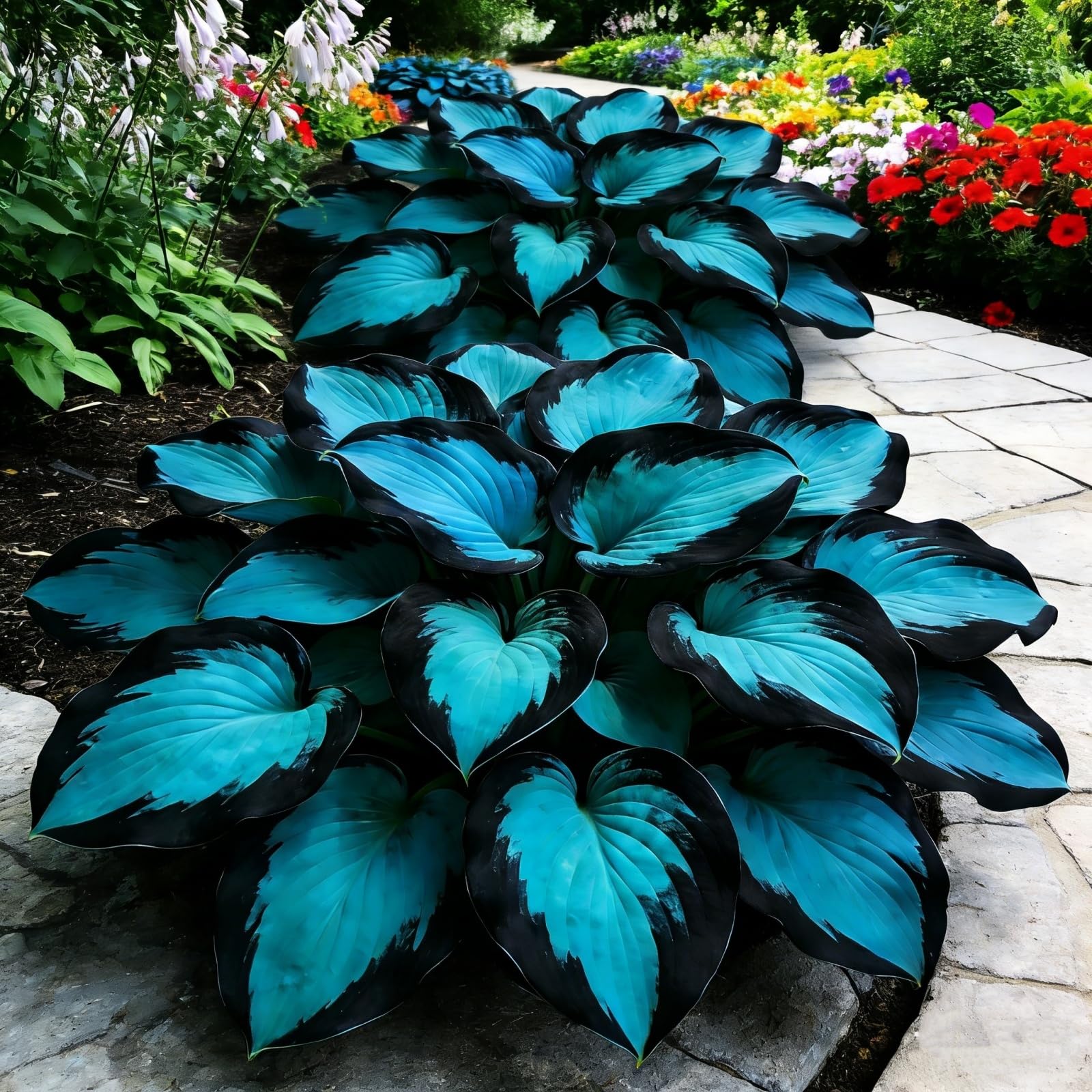 Midnight Blue Heart Hosta Bulbs: Fast-Growing ＆ Shade-Tolerant, Perfect for Garden Borders & Landscapes, Excellent Display -3 Bulbs-H