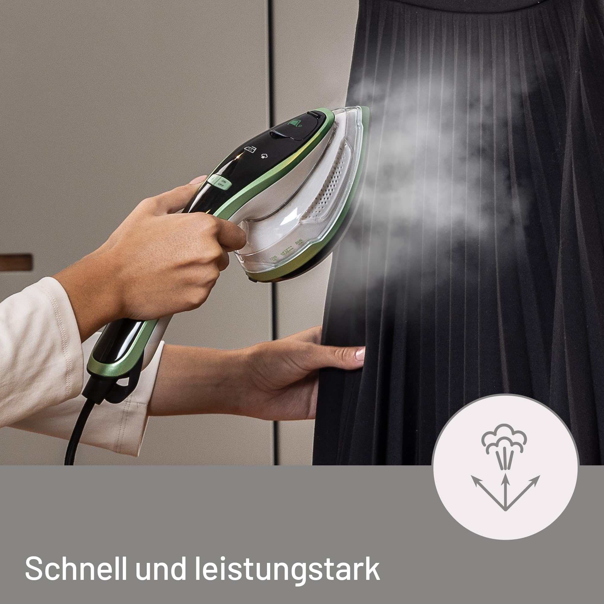 Imetec Steam Easy Dampfbügeleisen, tragbar, vertikales und horizontales Bügeln, Keramiksohle, dreifache Dampf- und Temperaturregelung, digitales Display, bereit in 30 Zoll, 1200 Watt